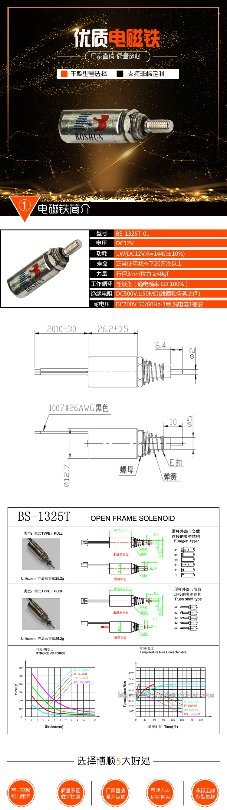 键盘测试机电磁铁 BS-1325T-01